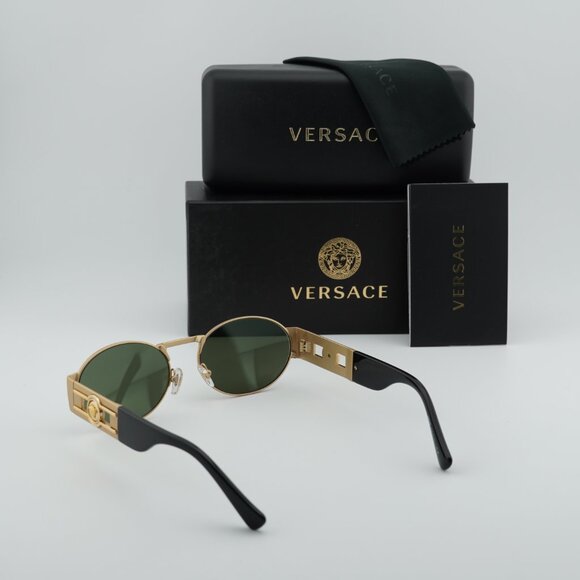 Versace VE2264 100230 Oval Sunglasses – Gold/Green Silver Mirror - Picture 4 of 9